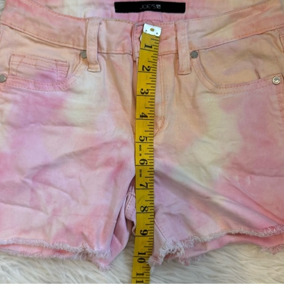 Joe's Jeans Harlow Denim Shorts Girl's 14‎ Rainbow Tie Dye Frayed Hem Buttoned - Picture 3 of 9